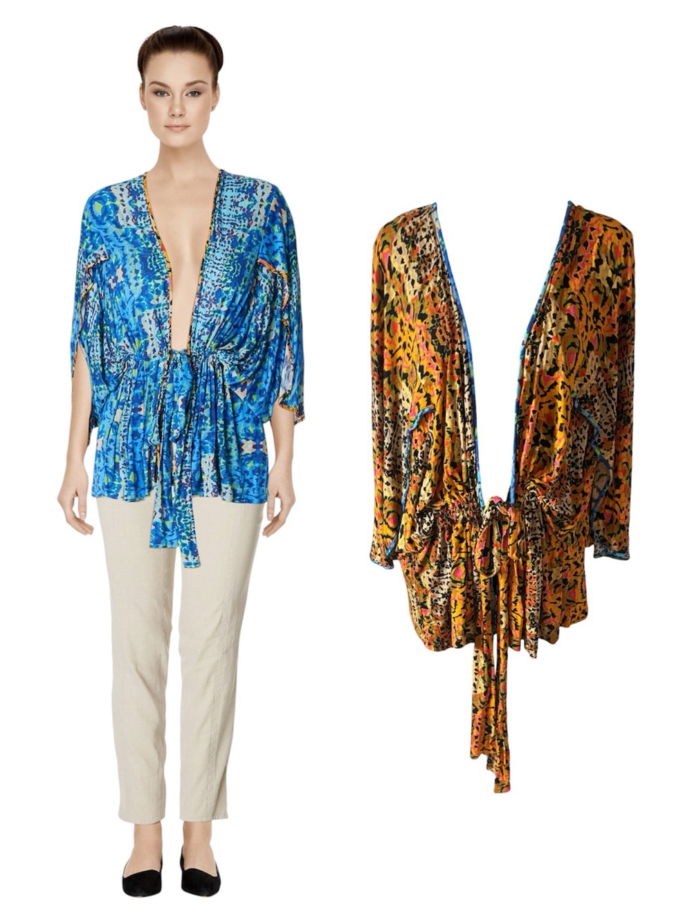 $475 Matthew Williamson Orange
Tropical Tie Front Kimono Beach Cover Up